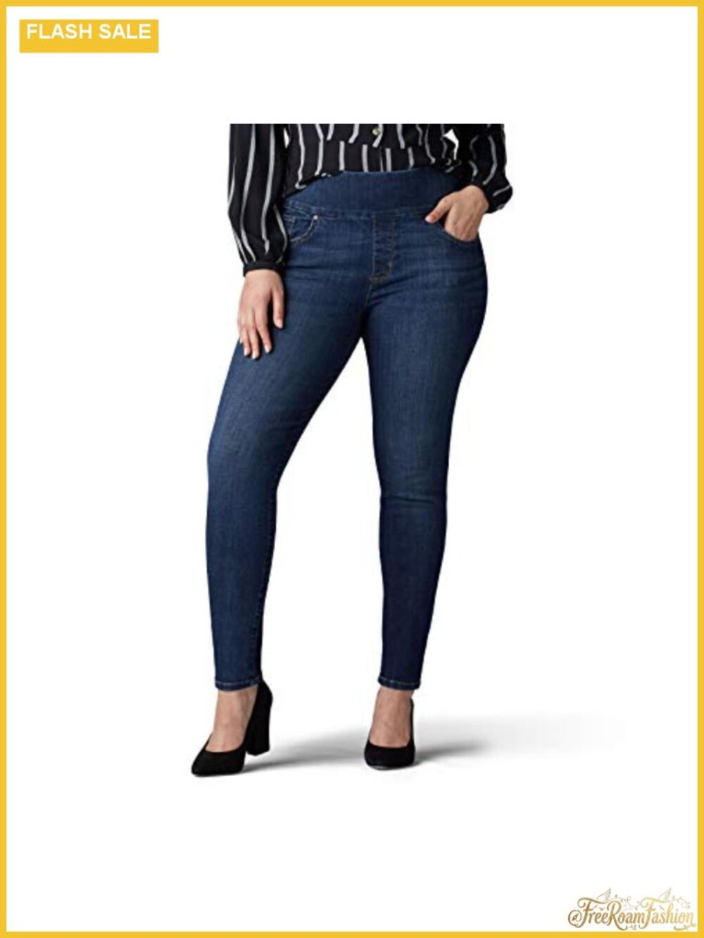 Women's Plus Size Sculpting Slim Fit Skinny Leg Pull On Jeans Mid Rise Cotton